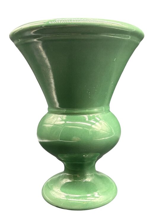 Vintage Haeger USA Forest Green Ceramic Pedestal Vase MCM Retro 8.5"H x 7"D - Picture 1 of 7